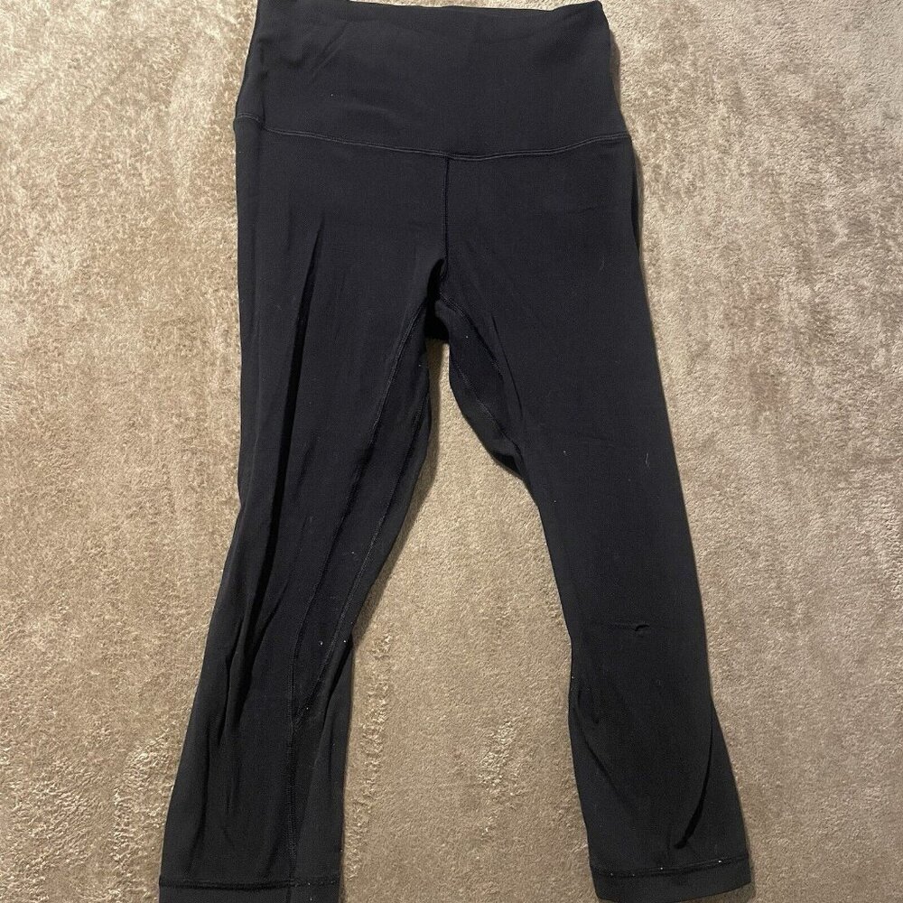 Lululemon Leggings Womens Sz 6 S Wunder Under High Rise Crop Black Capri Workout